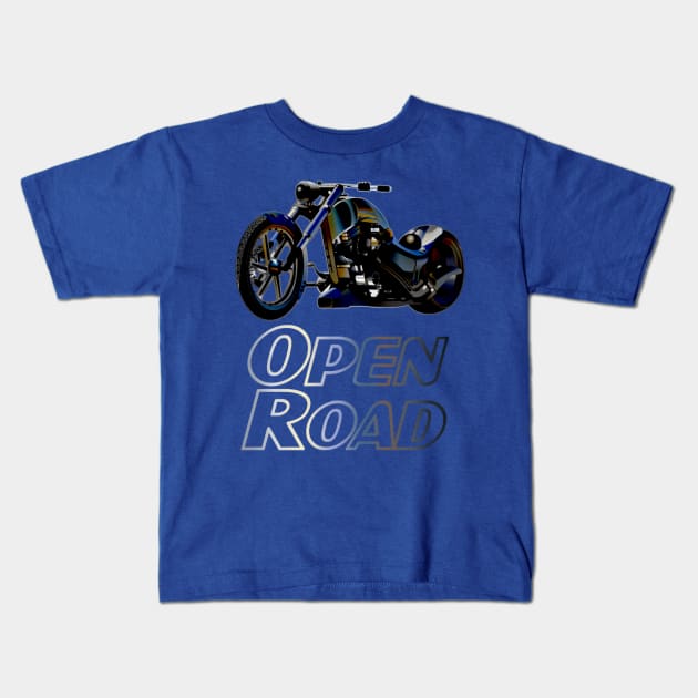 Motorbike Open Road Chopper Kids T-Shirt by KZK101